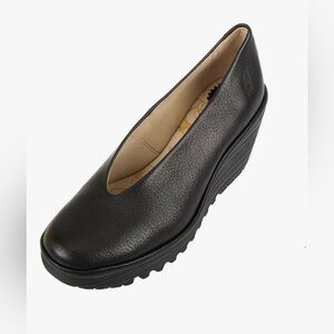 Fly London Women's YAZ Leather Wedge Shoes black size 37